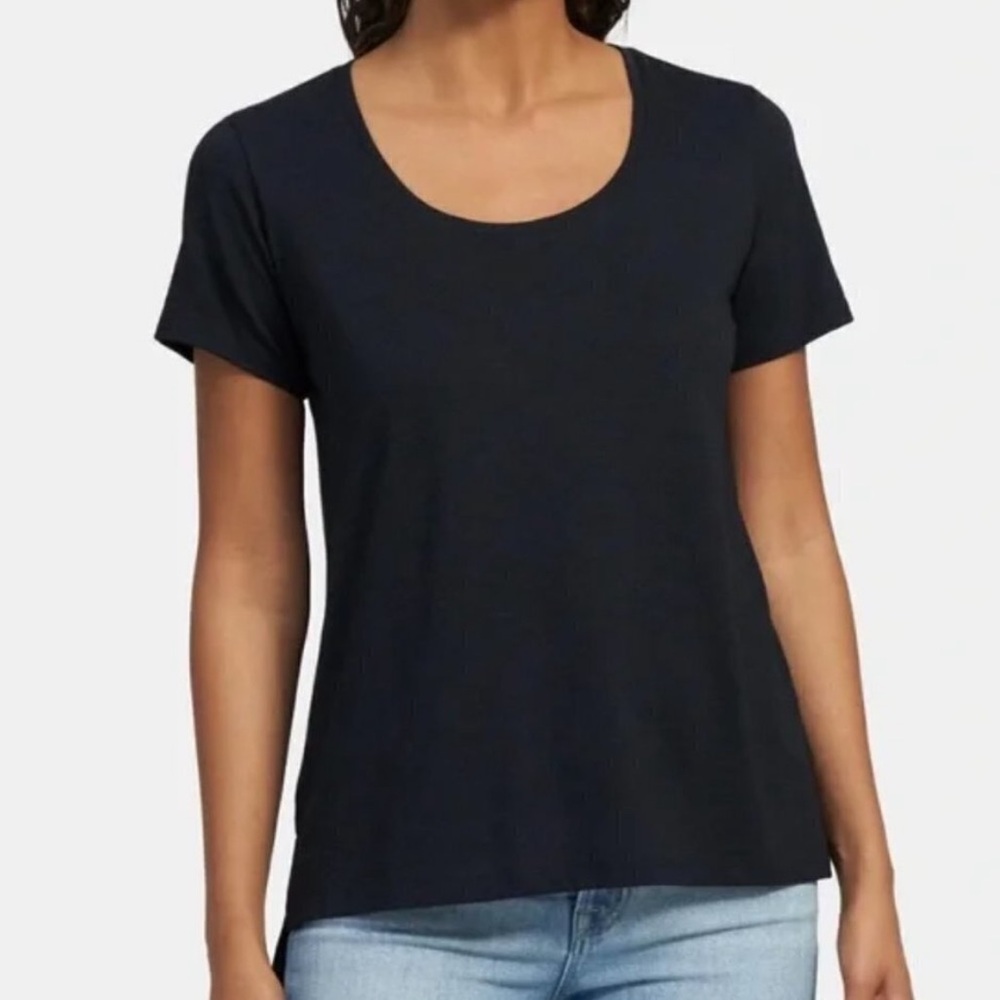 Theory Pinati B Scoop Neck Slubbed Modal Jersey Atmos Light Black Tee Small NWT